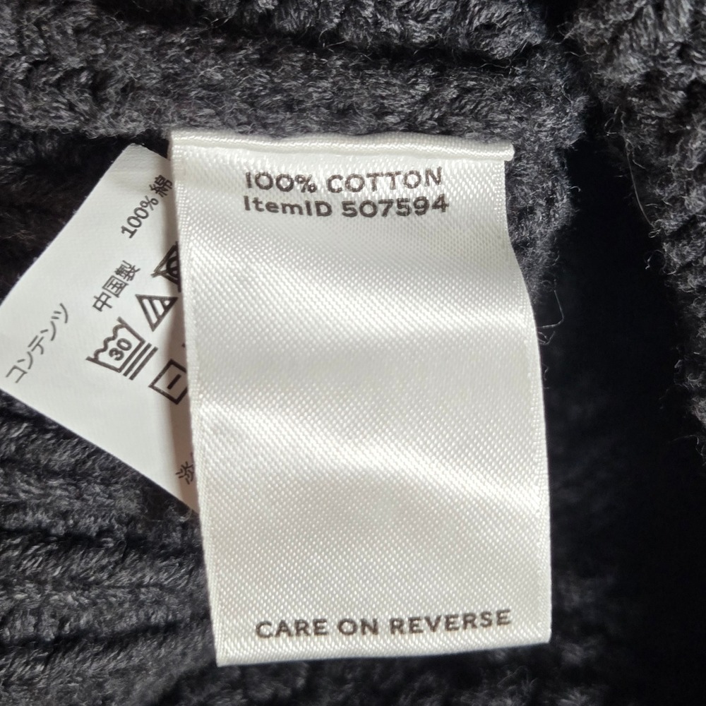 LL Bean Signature Women Gray Cotton Cable Knit Mock Neck Cardigan Sweater M - Picture 4 of 8